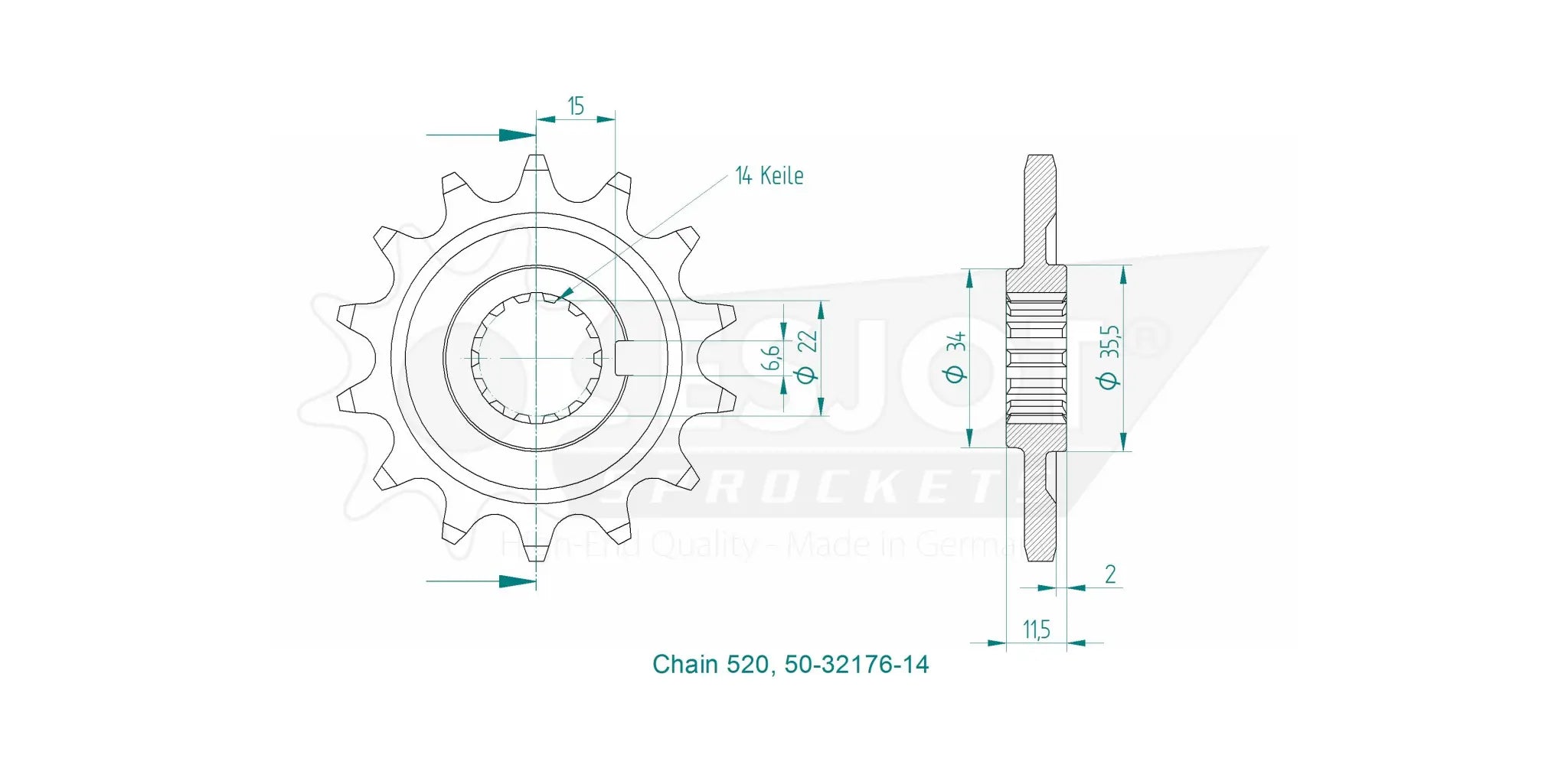 Esjot 520 Front Sprocket - High-performance Steel
