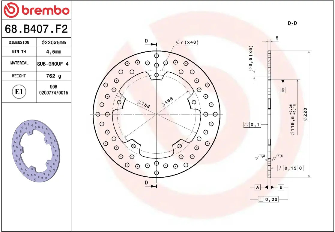 Brembo Serie Oro Brake Rotor Fixed Prime Line - Rear