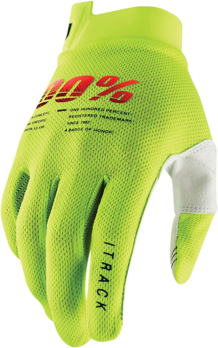 100% Itrack Gloves - Fluorescent Yellow