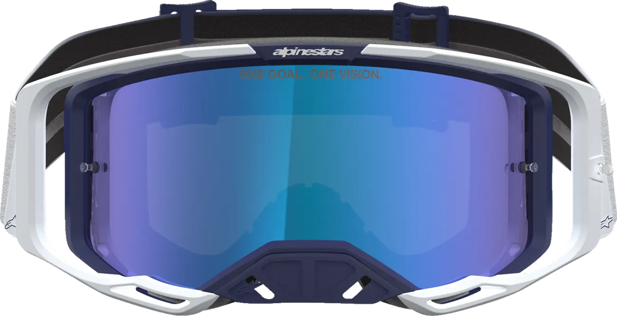 Alpinestars Vision 8 Goggle Navy White Mirror-Blue Amber Lens