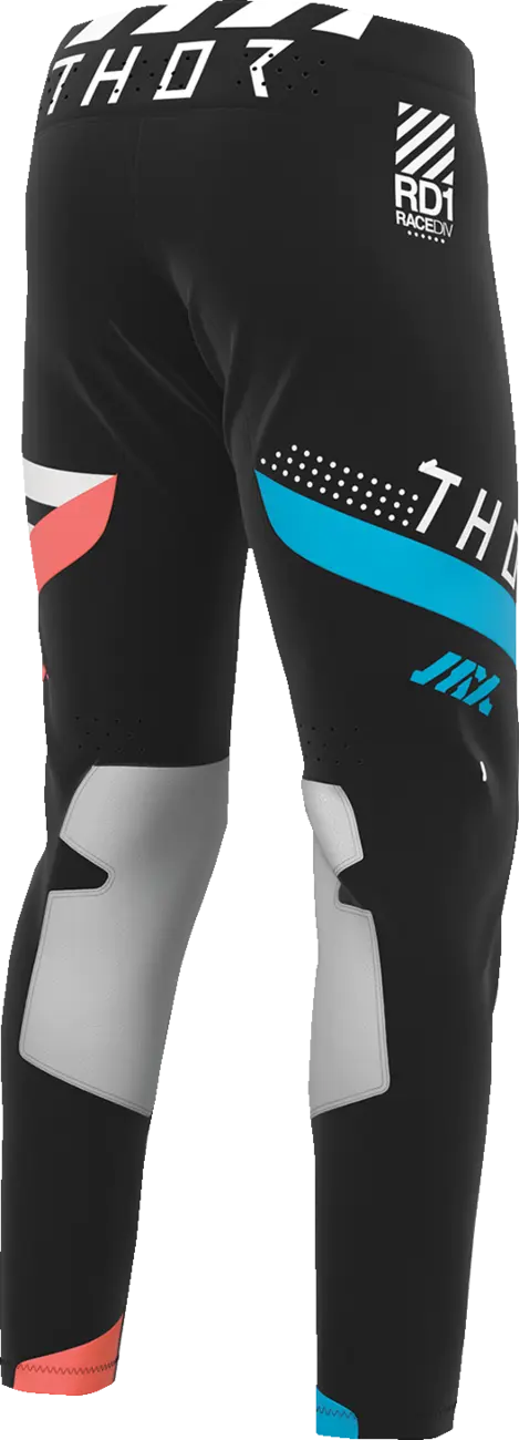 Thor Sportmode Synth Pants - Black/White/Coral/Turquoise