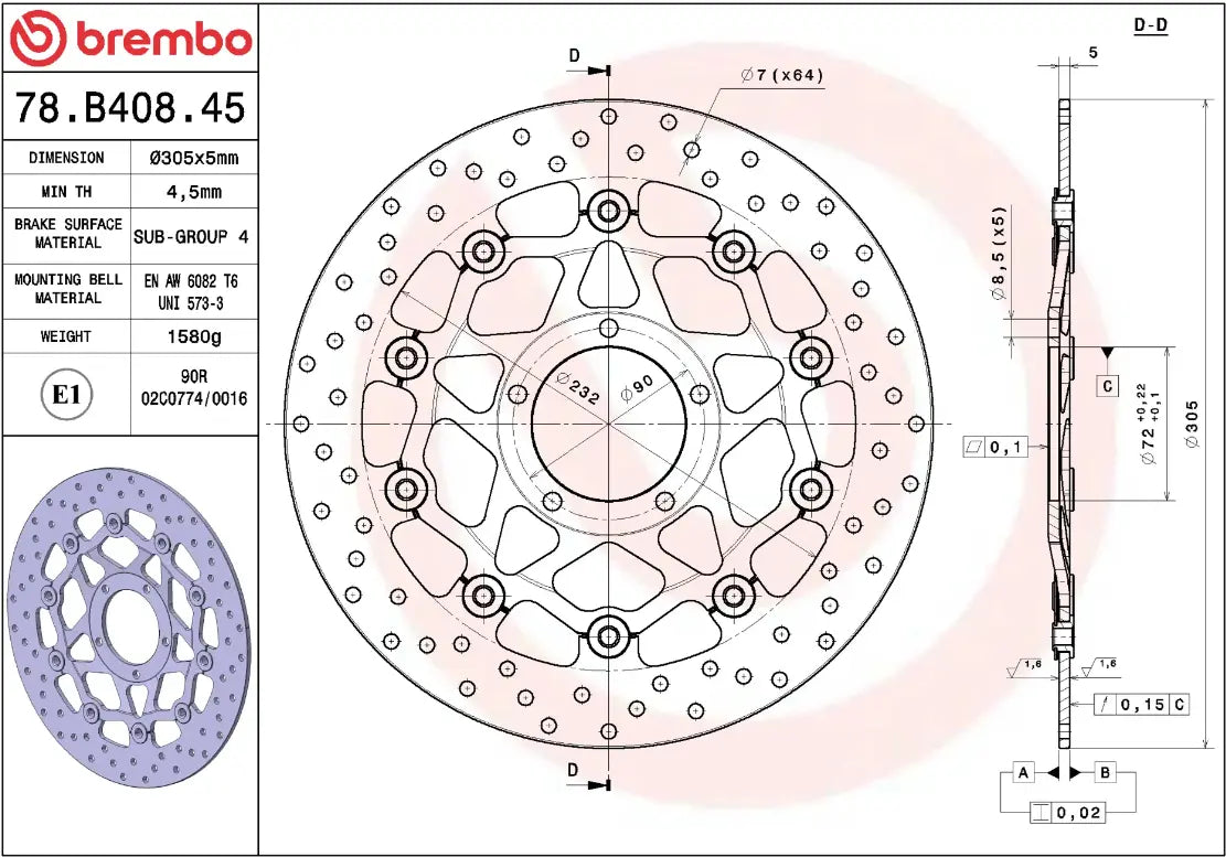 Brembo Serie Oro Brake Rotor Floating Prime Line