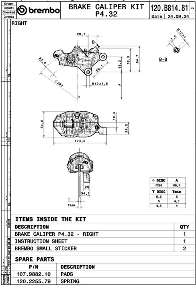 Brembo 484 Logopuro Brake Caliper For Cafe Racer Upgrade