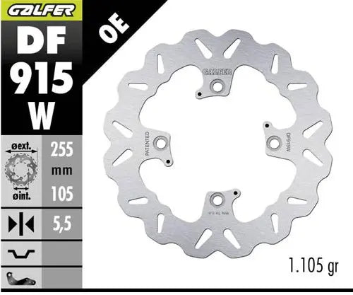 Galfer Fixed Wave Brake Rotor For Motorcycle - Rear