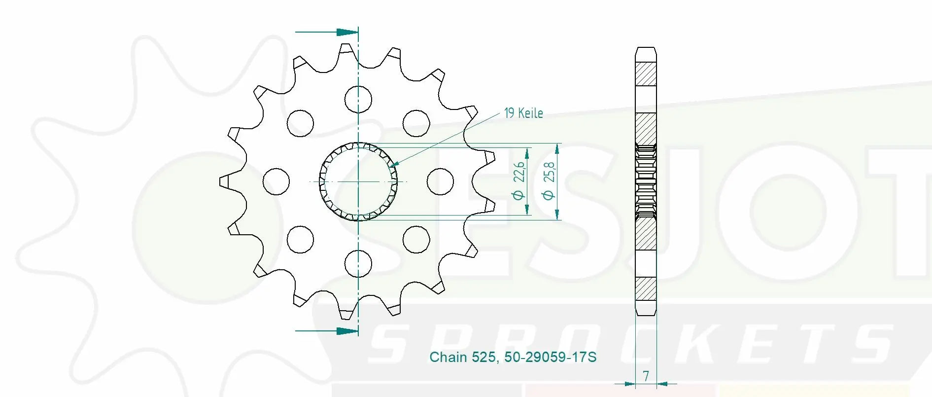 Esjot 525 Sport Sprocket Front - 17t