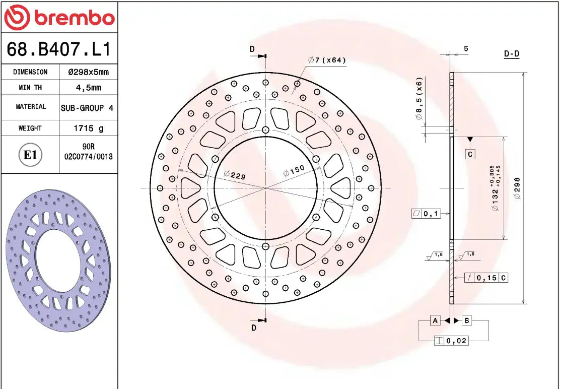 Brembo Serie Oro Brake Rotor Fixed Prime Line