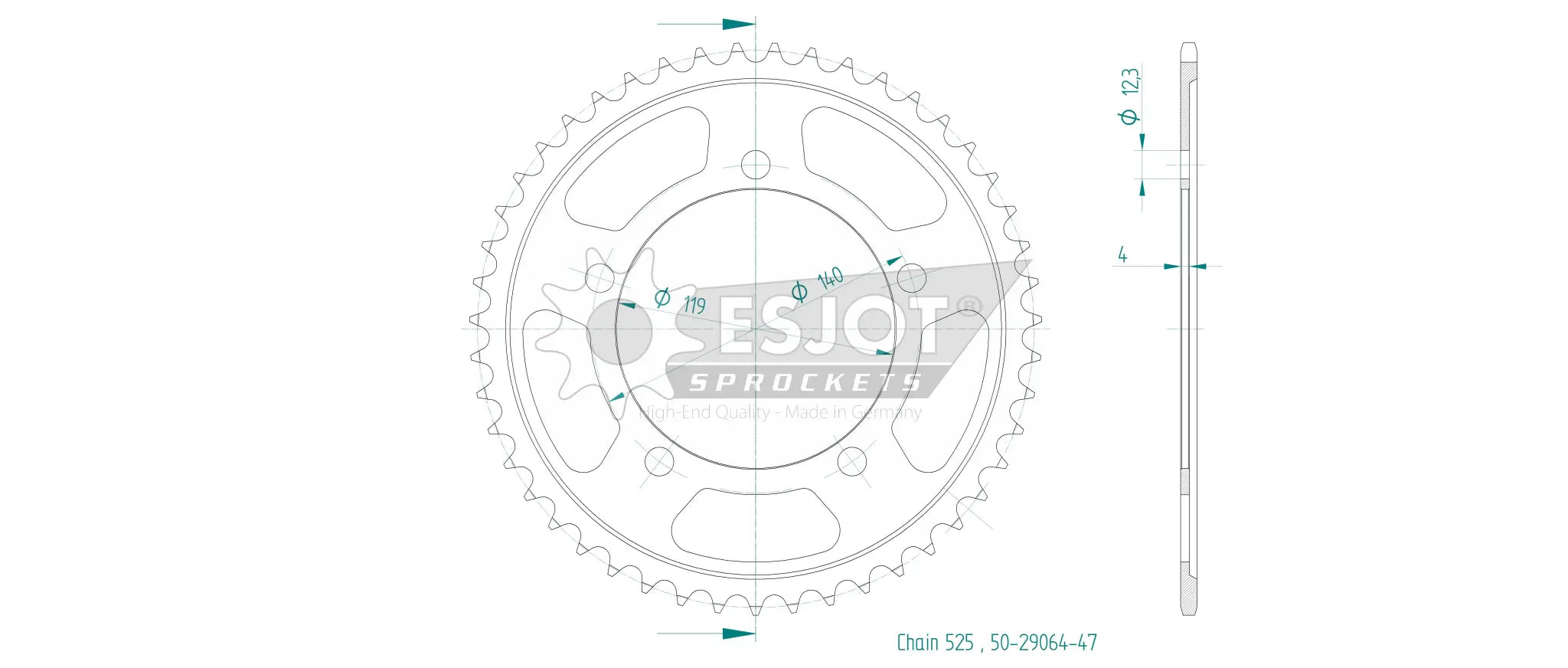 Esjot 525 Steel Rear Sprocket