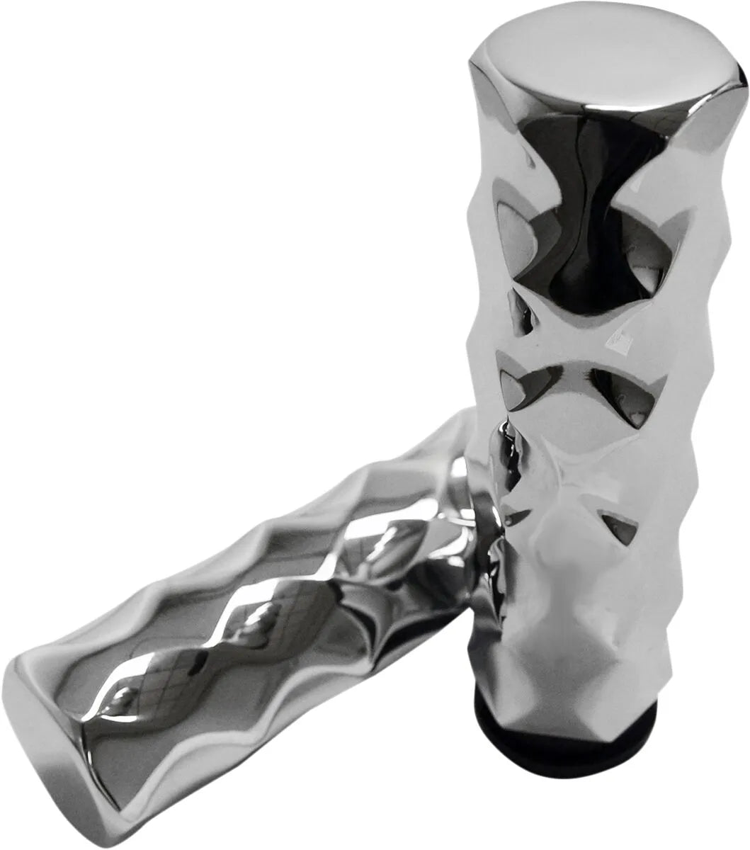 La Choppers Billet Hex Grips - Chrome, 1"