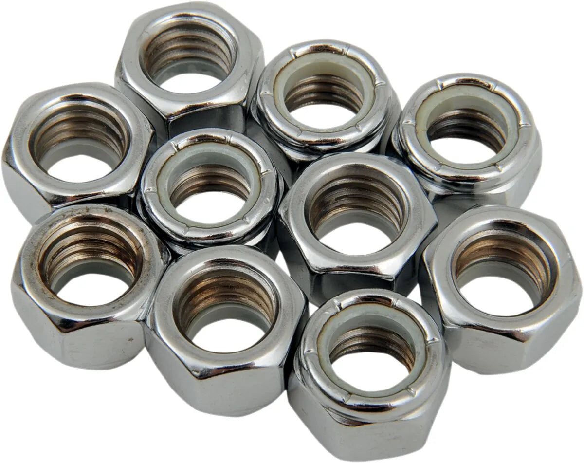 Drag Specialties Nylon Lock Insert Nuts 7/16-14 Chrome