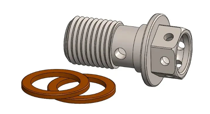 Moto-Master Race Drilled Banjo Bolt M10 x 1.0mm with Copper Rings