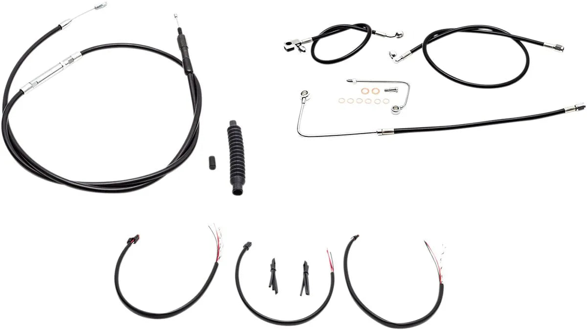 LA CHOPPERS Black Vinyl Braided Handlebar Cable Kit for 12-14"