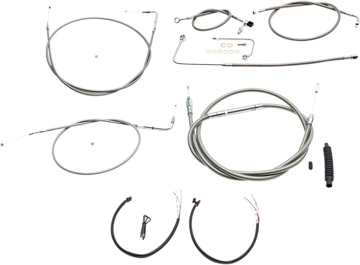 LA CHOPPERS Complete Stainless Braided Cable/Brake Line Kit