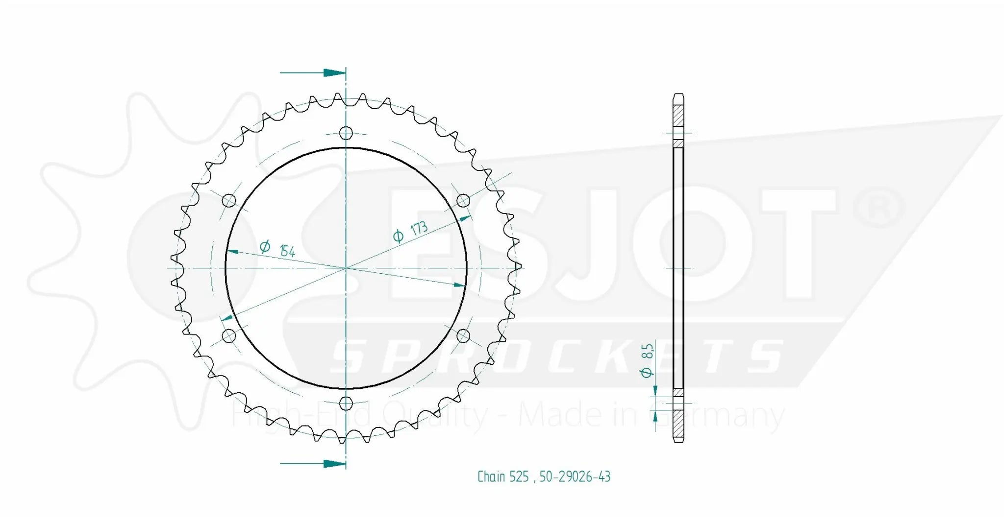 Esjot 525 Rear Sprocket - High-quality Steel