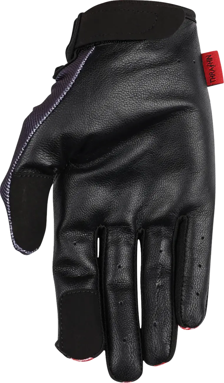 Thrashin Supply Co - Stealth Leather Palm Flame Gloves Red