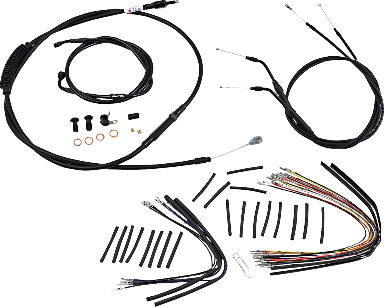 BURLY BRAND Black Vinyl Handlebar Cable/Line Kit for Ape Hangers