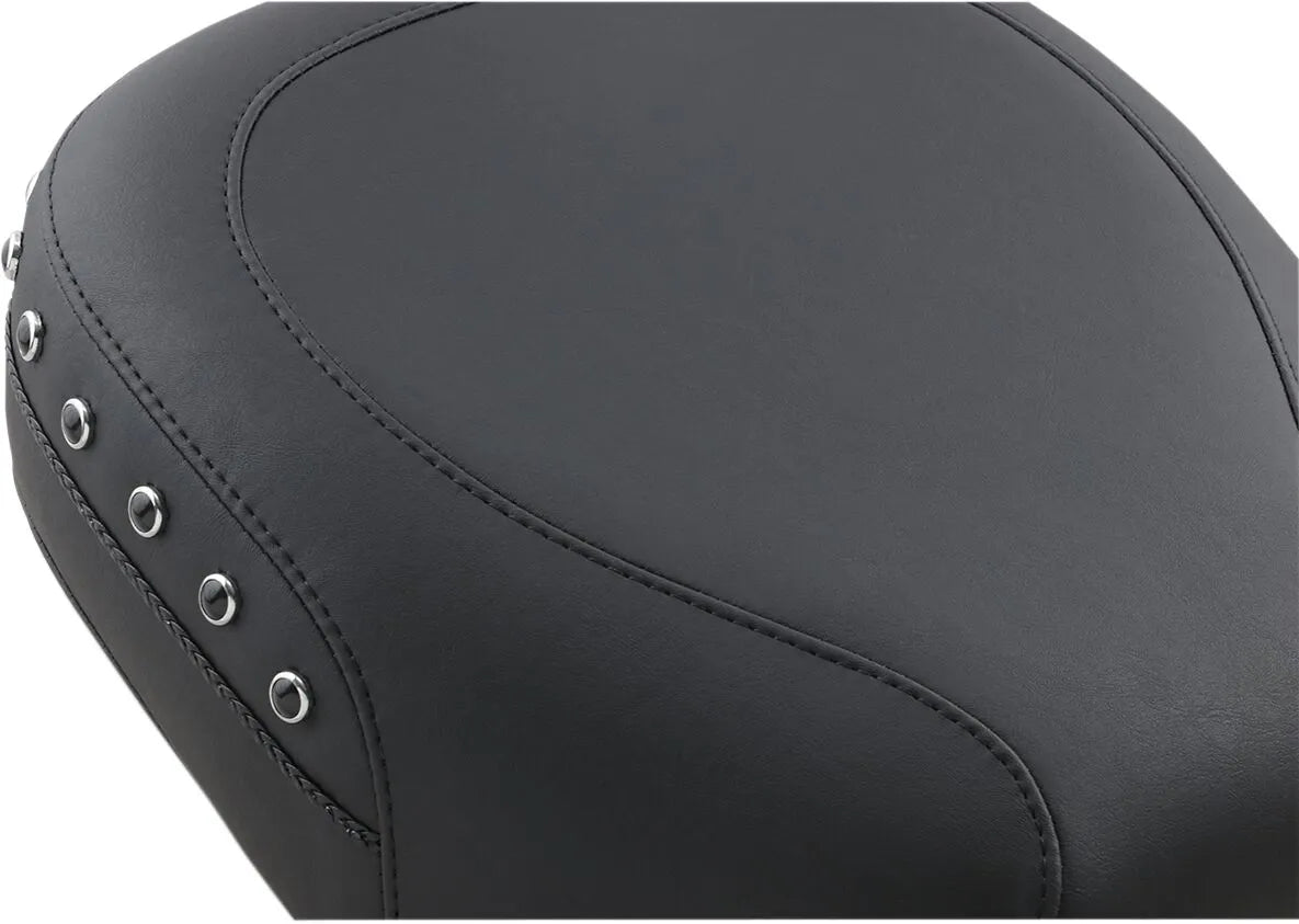 Mustang Wide Rear Seat - Studded Black Vinyl - For Harley Davidson