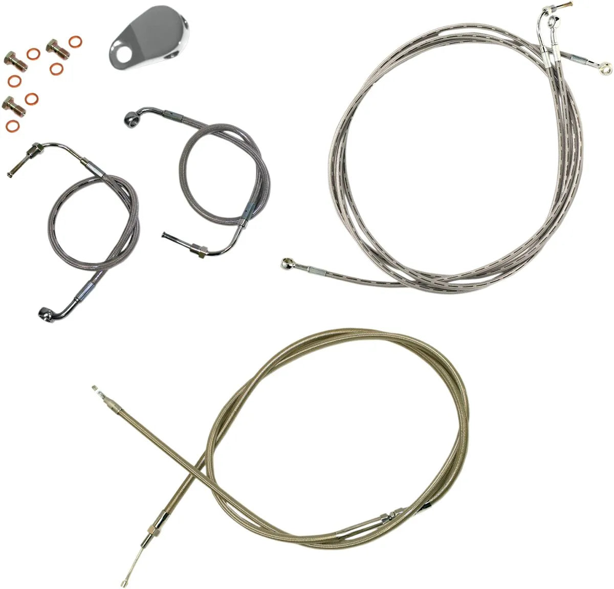 LA CHOPPERS Standard Stainless Braided Handlebar Cable Kit for