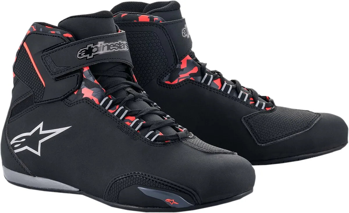 Alpinestars Sektor Waterproof Motorcycle Shoes Black Gray Red