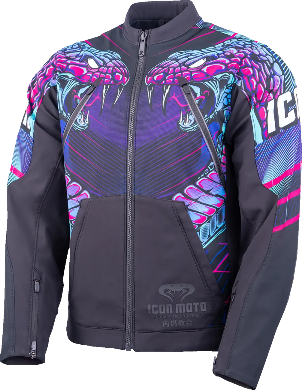 Icon Synthwave Merc3 Lazer Cobra Jacket - Black/Blue/Pink/White/Purple