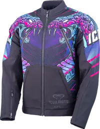 Icon Synthwave Merc3 Lazer Cobra Jacket - Black/Blue/Pink/White/Purple