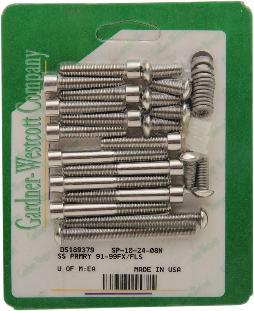 Gardner-Westcott SS Primary Cover Bolt Kit HD FX FLST 1991-1999