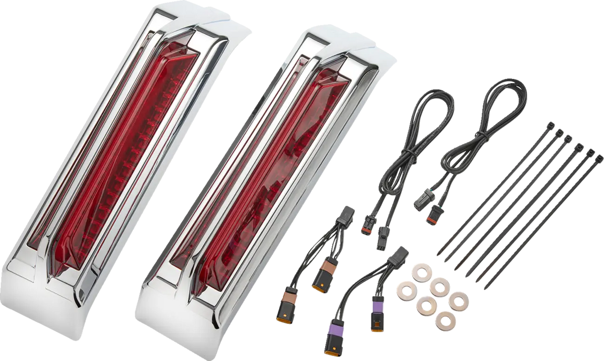 Ciro Filler Panel Tail Lights Red Lens Chrome for H-D Street