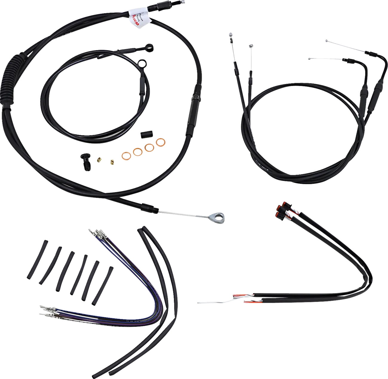 BURLY BRAND Black Vinyl Handlebar Cable/Line Kit for Ape Hangers