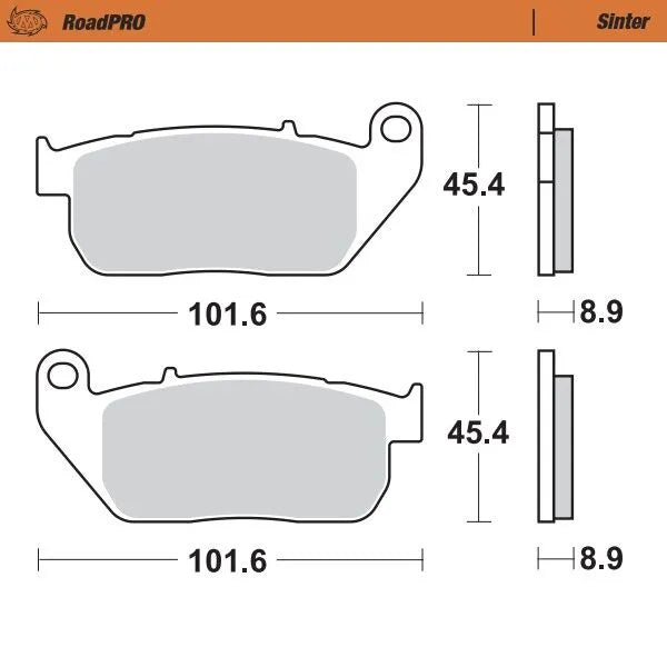 Moto-master Roadpro Sinter Brake Pad Front - Sintered Metal - Front