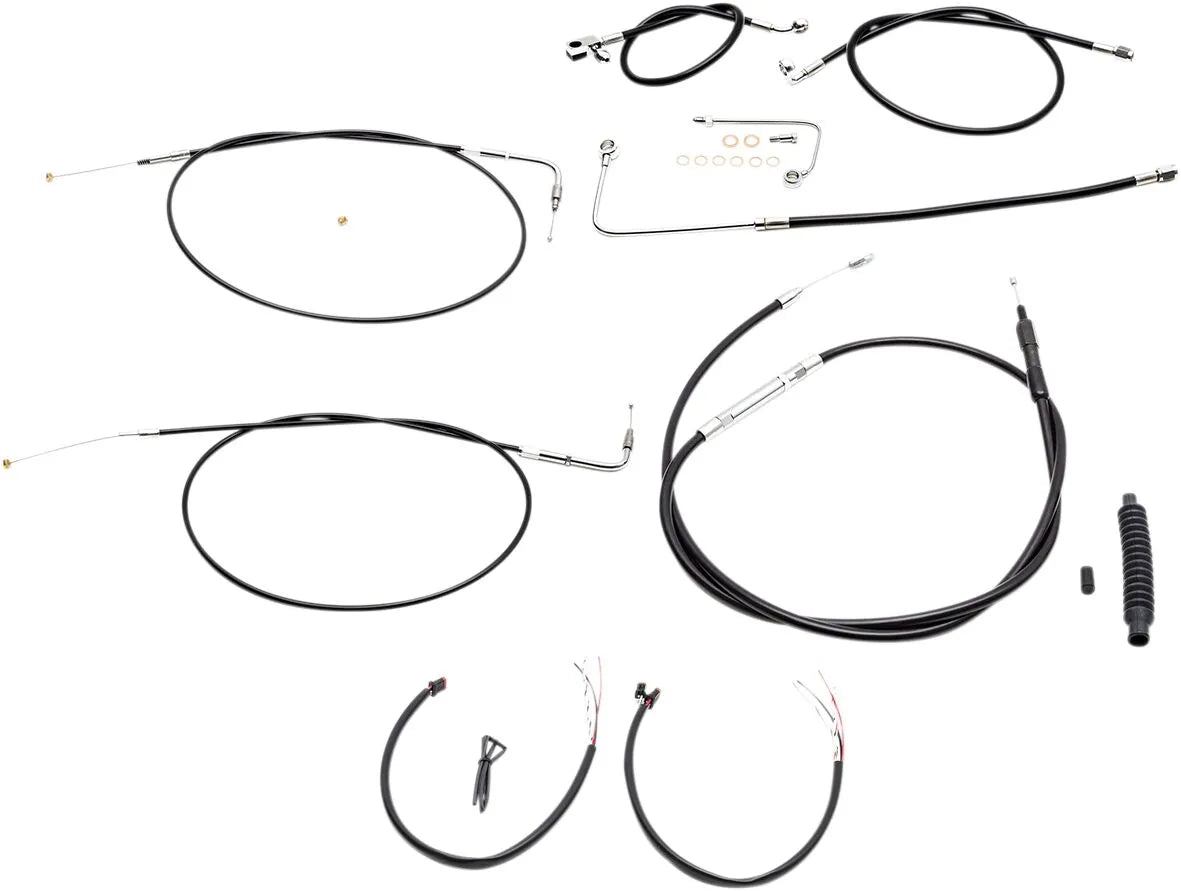 LA CHOPPERS Complete Black Vinyl Braided Handlebar Cable/Brake