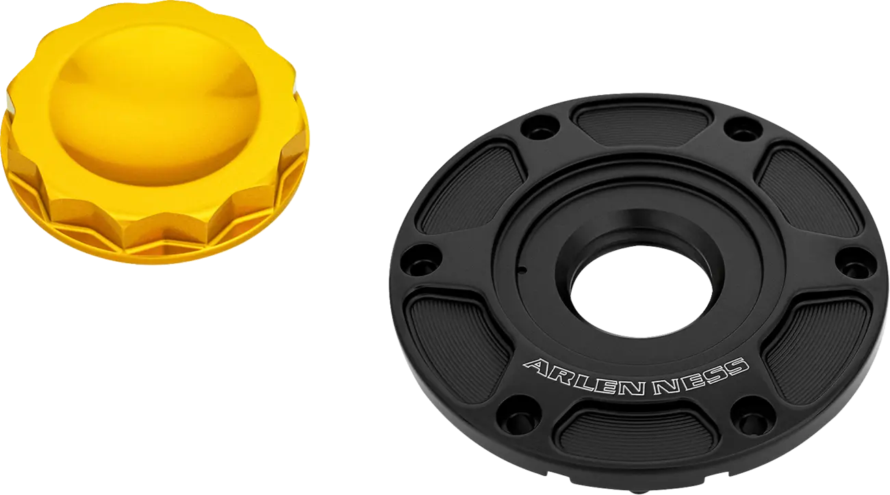 Arlen Ness 12 Point Gas Cap - Black/gold Billet Aluminum