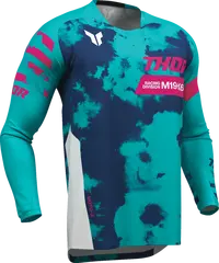 Thor Launchmode Bleach Motocross Jersey - Blue/Pink/White/Aqua