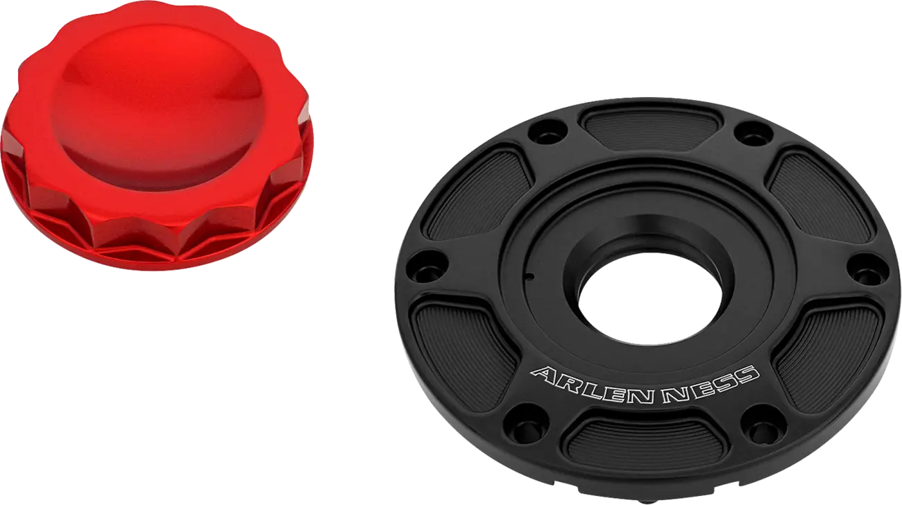 Arlen Ness 12 Point Gas Cap - Red/black Billet Aluminum
