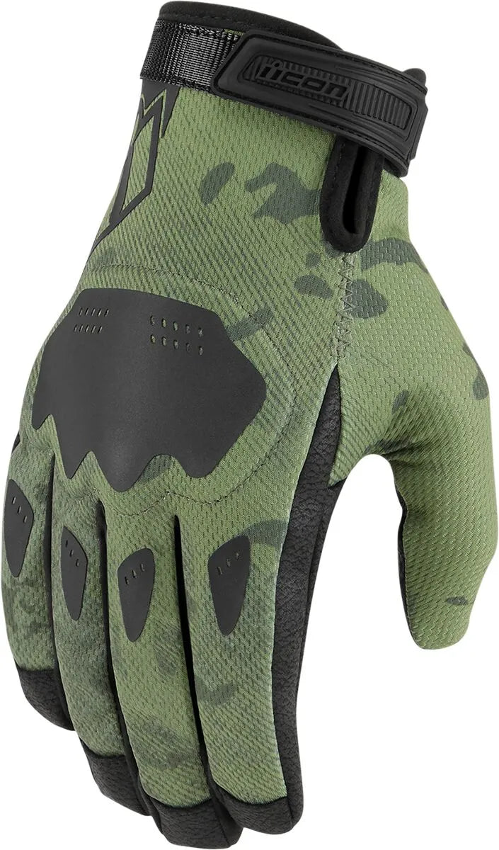 Icon Hooligan Ce Gloves For Sport Riding - Black/Camo Green