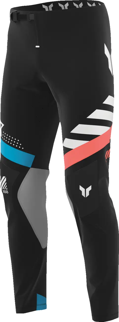Thor Sportmode Synth Pants - Black/White/Coral/Turquoise