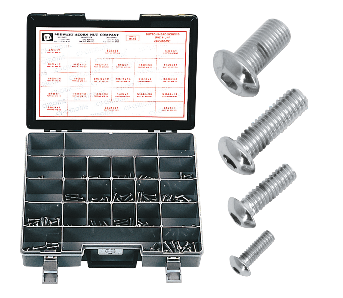 Midwest Acorn Nut Company Chrome Plated Button Head Allen Screws Assortment – Hardware