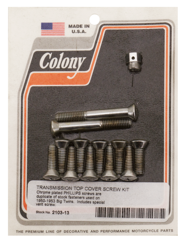 Colony Transmission Top Cover Screw Kit for 4 Speed Big Twin