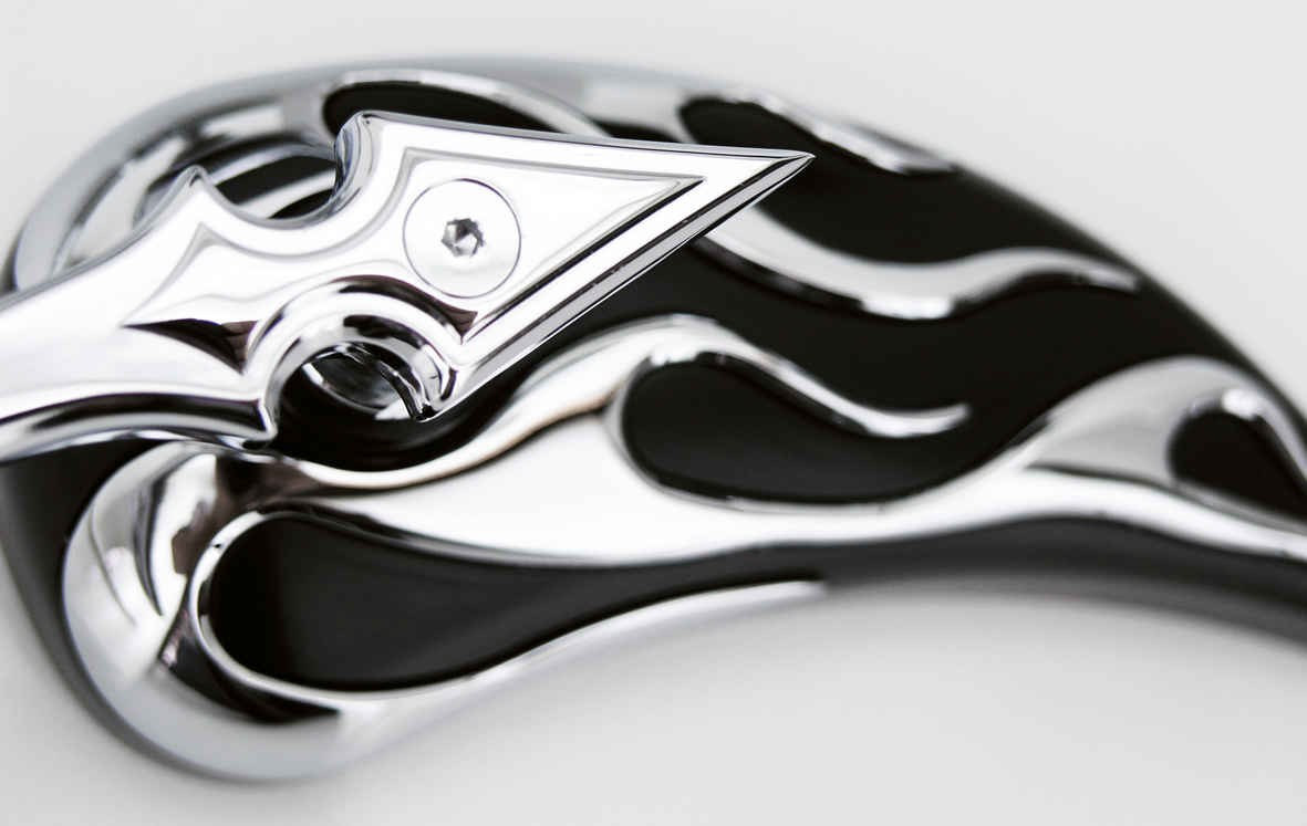 Zodiac Chrome & Black Flame Mirrors – Handlebar