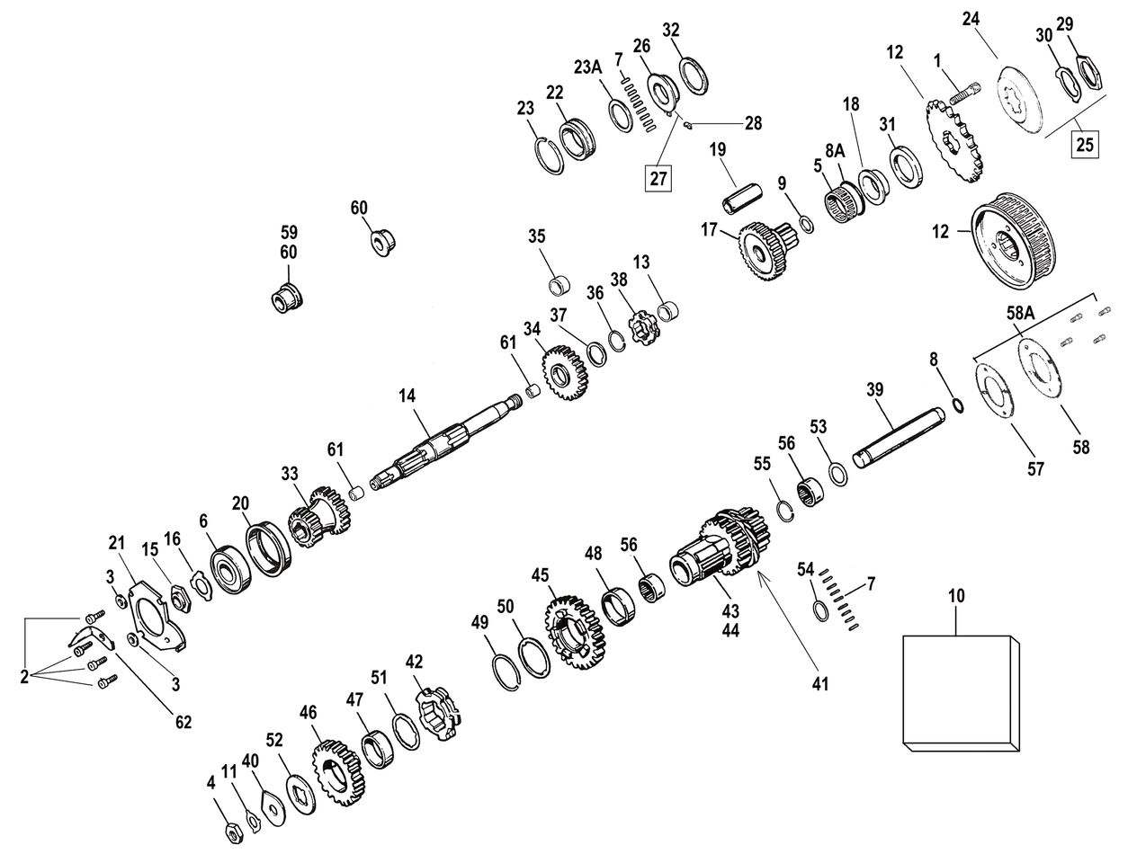 Bender Cycle Transmission Gears & Shafts for 4-SPEED Big Twin