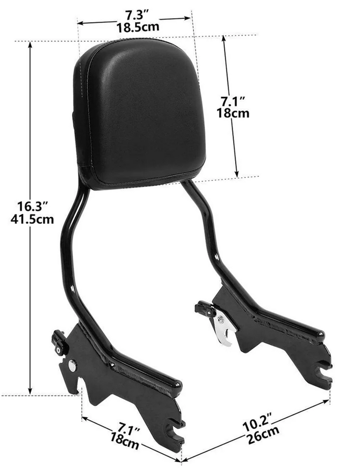 Zodiac Detachable One Piece Sissy Bar for Deluxe, Heritage, Slim, Street Bob & Standard – Seat