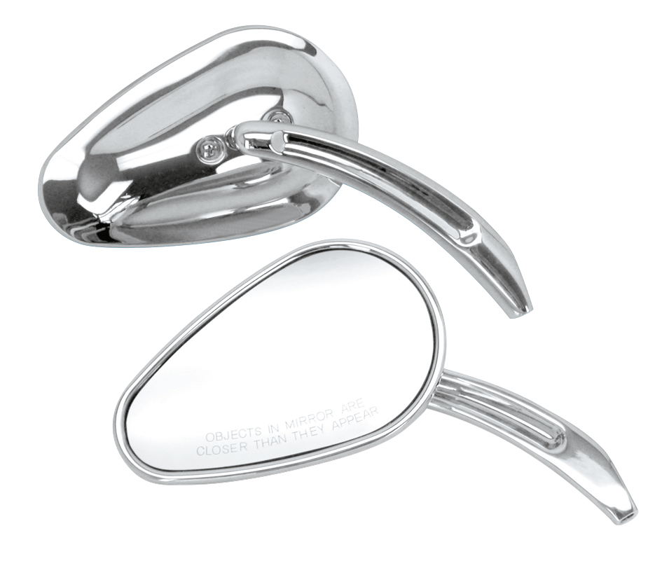 Zodiac Chrome Sweeping Teardrop Style Mirrors – Handlebar