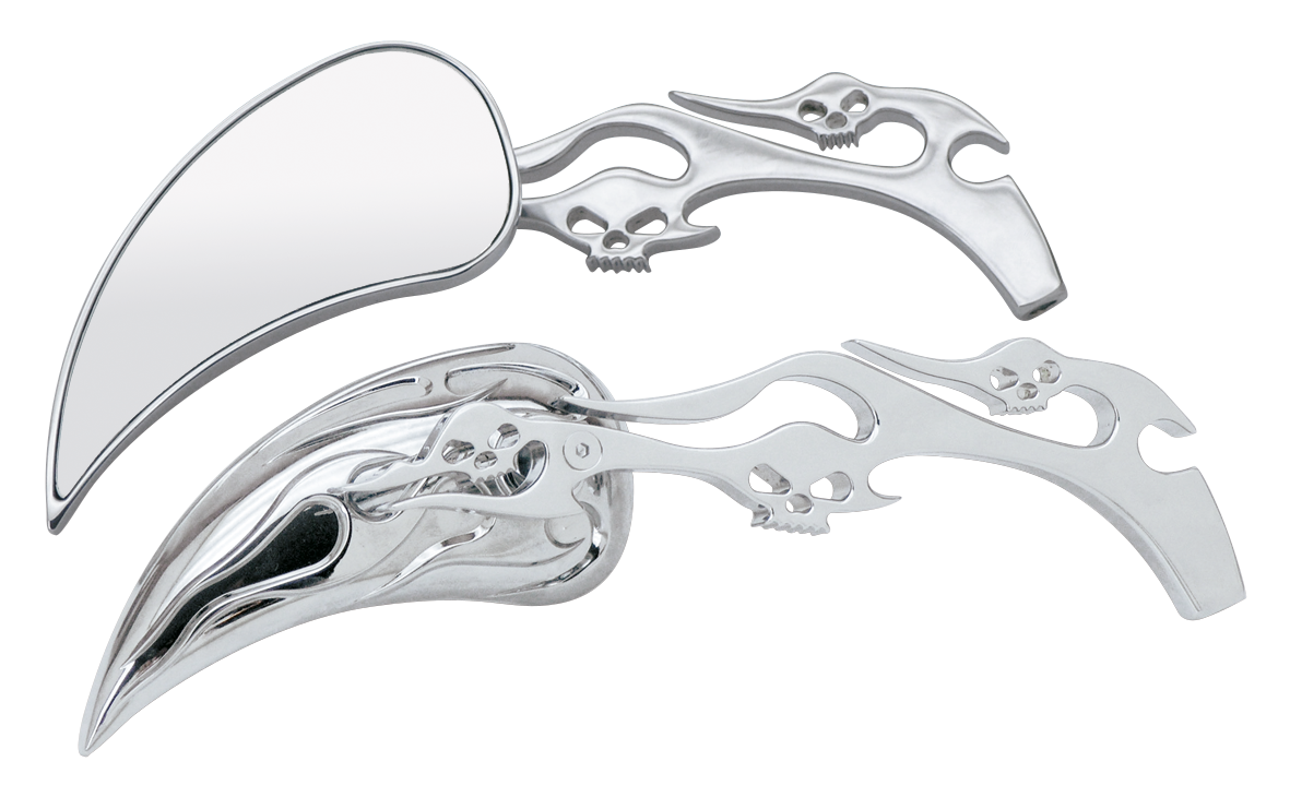 Zodiac Meteor Mirror Set with Skulls and Flames – Handlebar