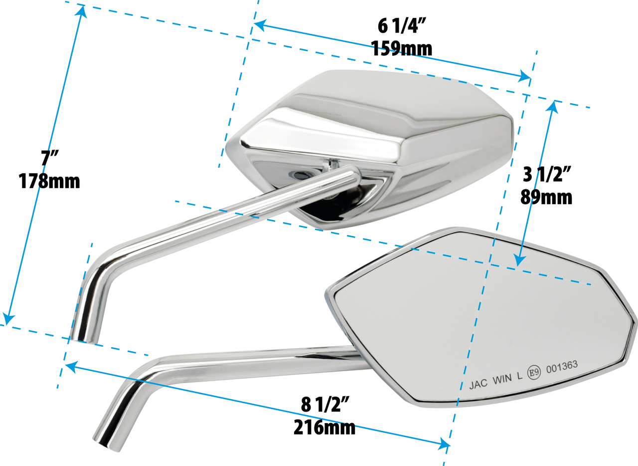 Zodiac Genuine Zodiac E-Approved Street Rod Mirrors – Handlebar