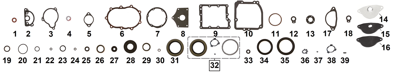 Zodiac Transmission Gasket & Seals for 4 Speed Big Twin 1936-1986