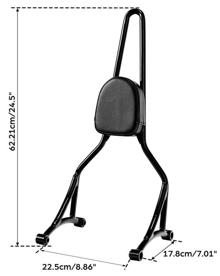 Zodiac Bolt-On Tall Sissy Bars with Pad – Seat