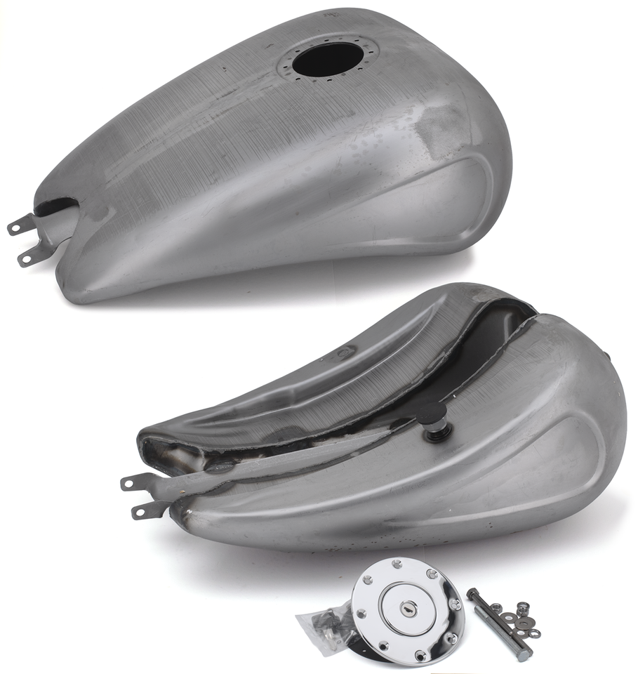 Zodiac One Piece 2" Stretched Steel Tank with Indents for Sportster – Gas- & Oil Tank