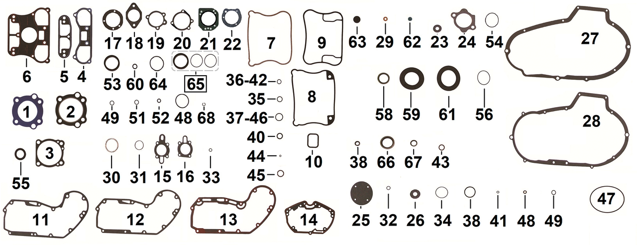 Athena Gaskets, O-Rings and Seals for XL & XR Sportster 2004-2022 and Buell 2003-2010 – Gasket & Seals