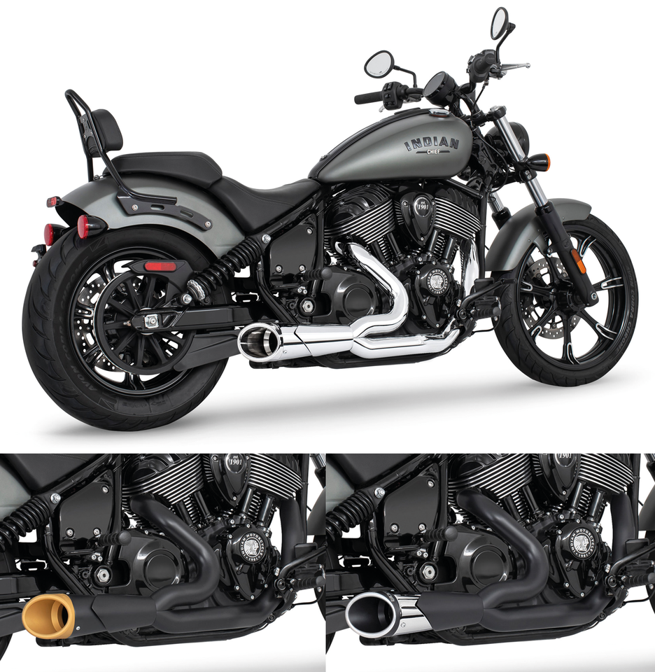 Freedom Performance Exhaust Combat Slash Cut 2-INTO-1 for Indian Powerplus & Thunderstroke
