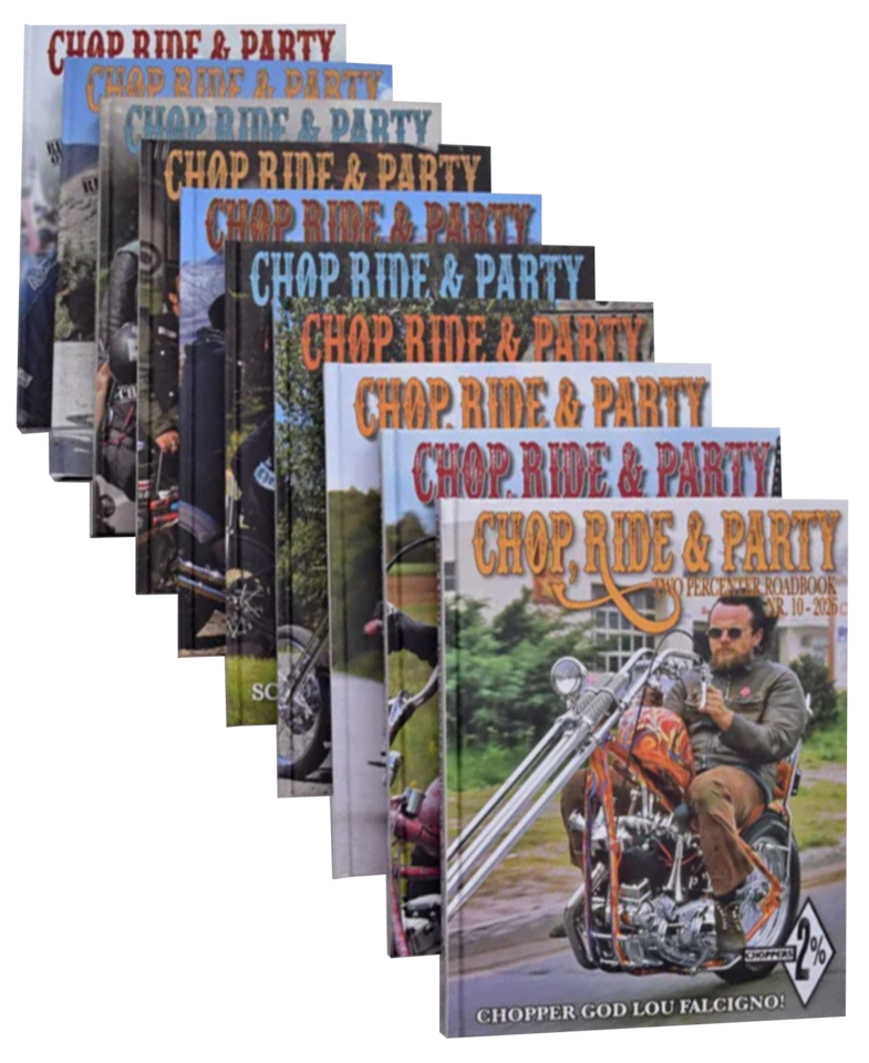 Chop, Ride & Party Two Percenter Roadbooks – Helmets