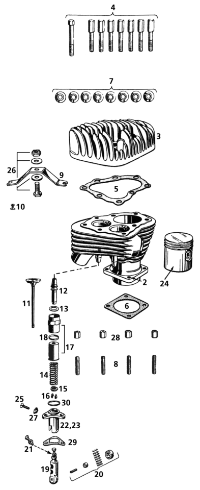 Samwel Supplies Cylinders and Valves, 45CI Sidevalve Models – Engine
